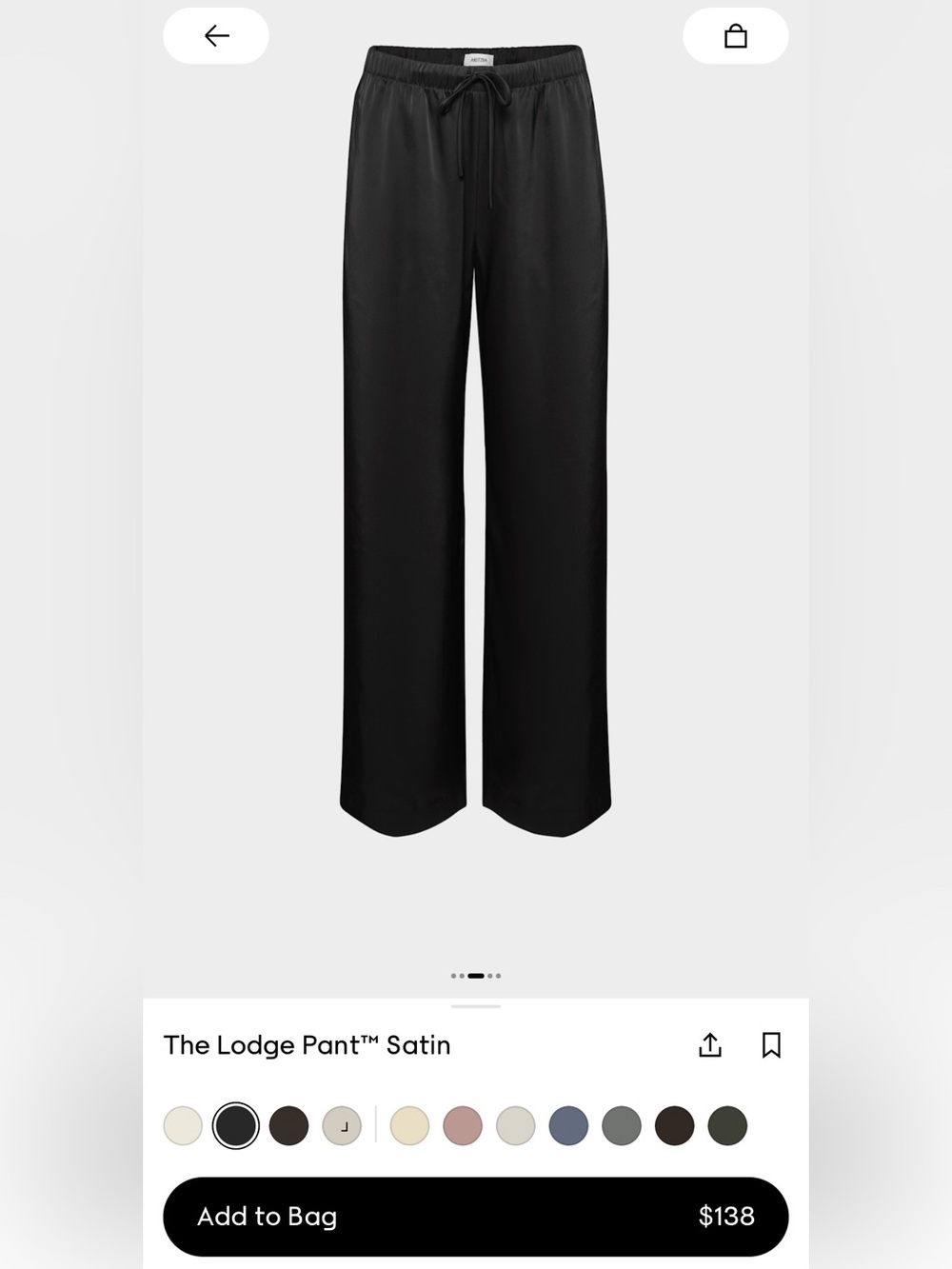 Aritzia The Lodge Pant™ Satin - Black